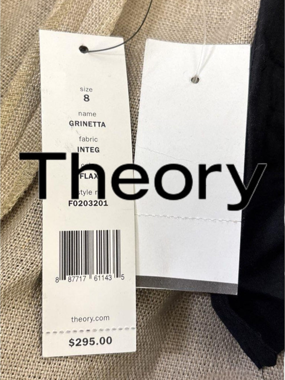Theory Grinetta Wide Leg 100% Linen Pants in Flax (Beige) - Picture 7 of 9